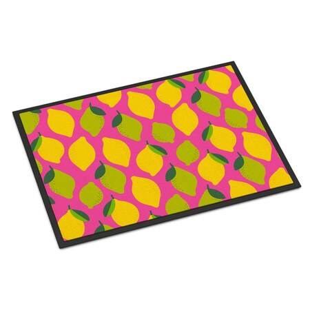Carolines Treasures Lemons and Limes on Pink Indoor or Outdoor Mat, 18 x 27 in. BB5143MAT